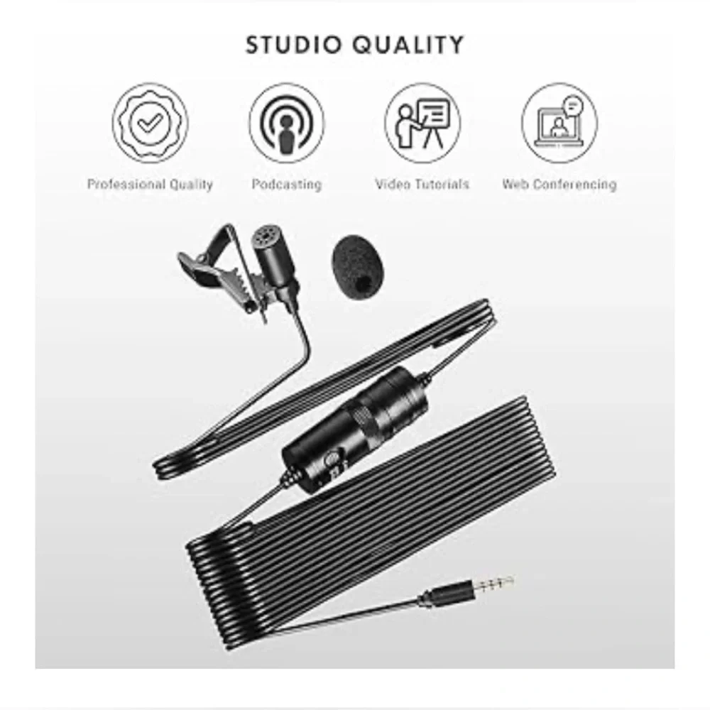 Movo LV1-USB Lavalier Microphone for Camera, Lapel iPhone & Android Smartphones